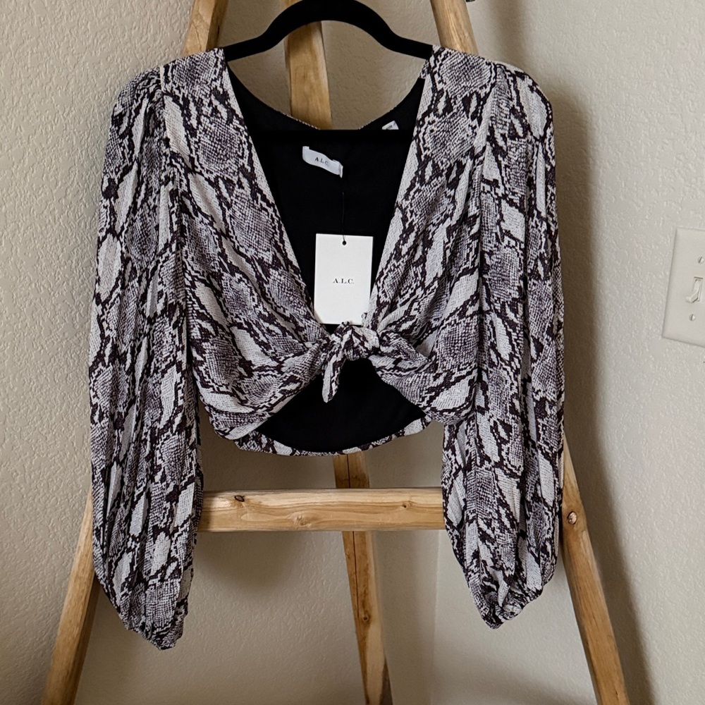 NWT A.L.C. for FWRD Tie Crop Top in Snake - Picture 5 of 9